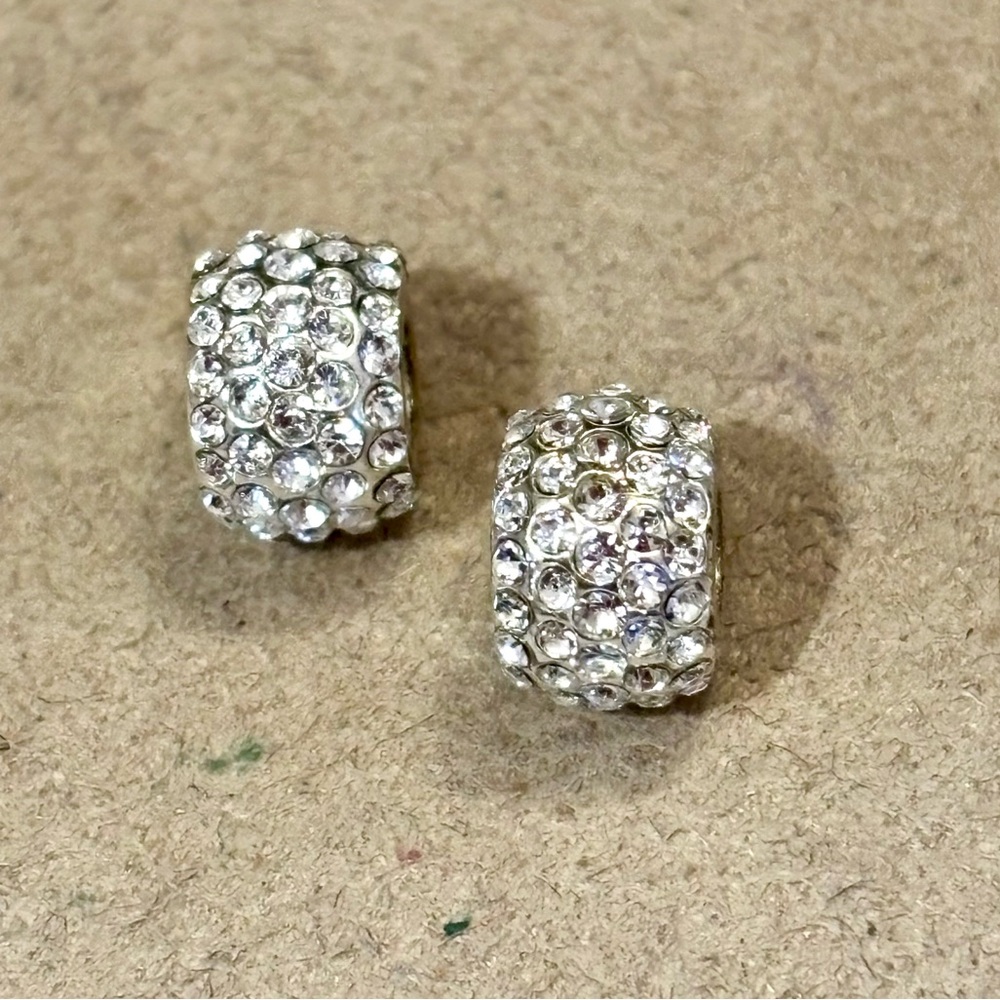 2 Brighton Mini Ice Diva beads Silver w Clear crystals MINI holders ONLY Retired